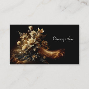 White Flowers with Gold Glitter Business Card