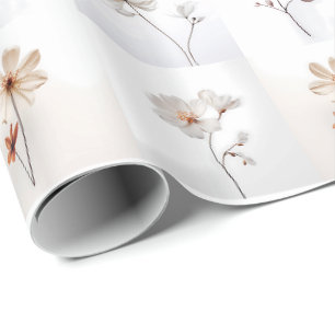 White flowers wrapping paper