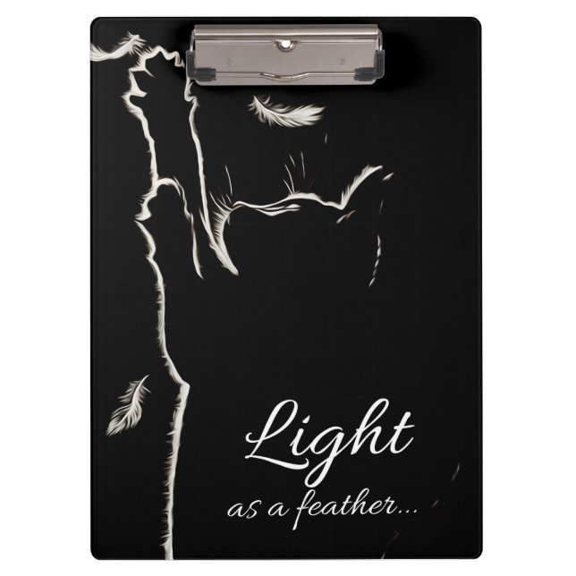 White fluff blacky cat clipboard (Front)