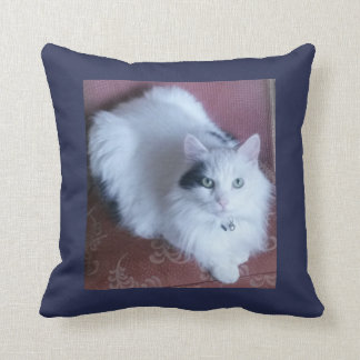 White fluffy cat cuddly long haired cute sofa cushion