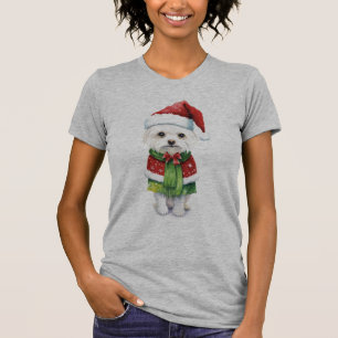 White Fluffy Christmas Dog Women’s T-Shirt – Cute