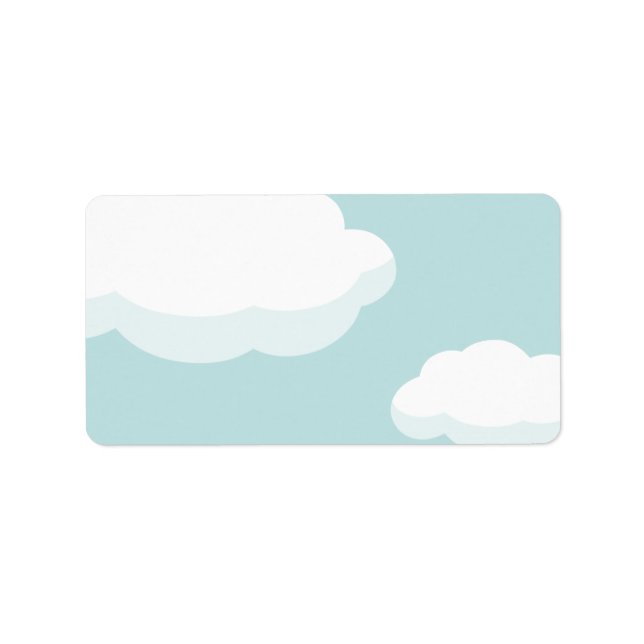 White Fluffy Clouds on Teal Blue Sky labels (Front)