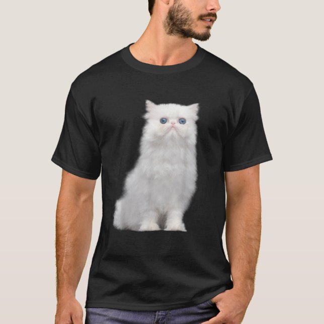 White fluffy kitty with bright blue eyes  T-Shirt (Front)