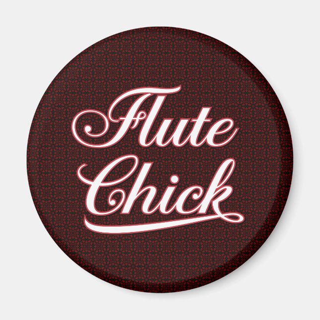 White Flute Chick Script Magnet (Front)