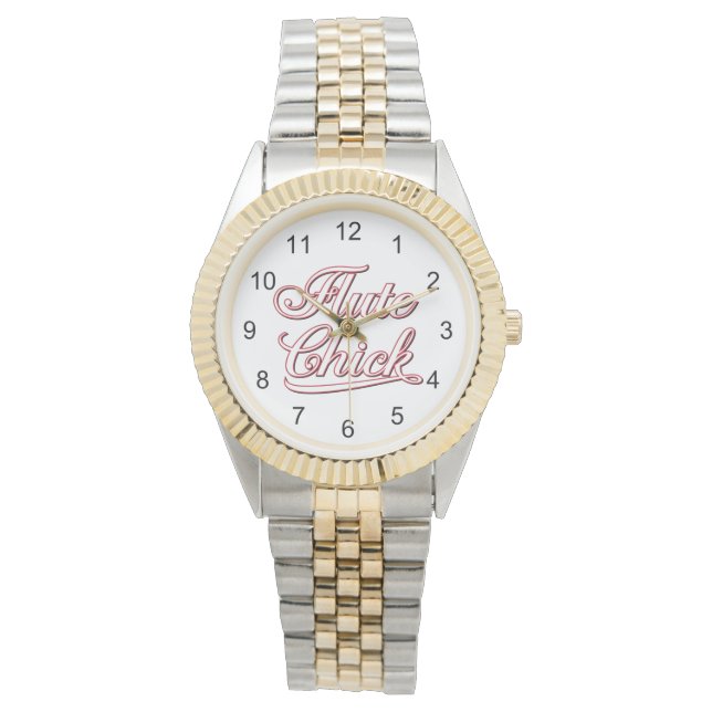 White Flute Chick Script Watch (Front)