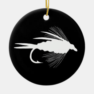 White Fly Fishing lure graphic Ceramic Ornament