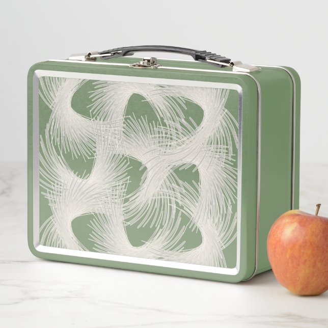 White flying feathers metal lunch box (In Situ)