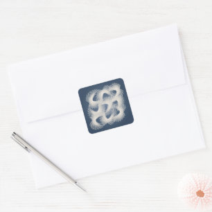 White flying feathers square sticker