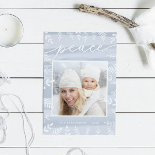 White Foliage Holiday Photo Card