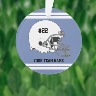 White Football Helmet Blue Jersey Ornament