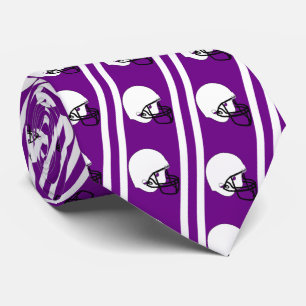 White Football Helmet on Purple Necktie
