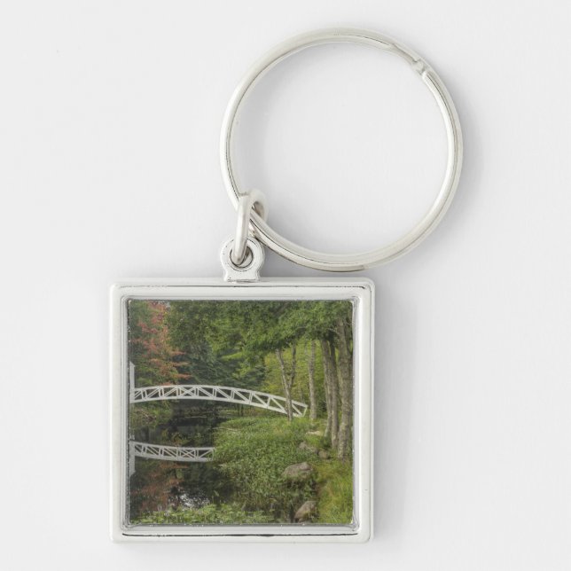 White footbridge, Somesville, Mount Desert Key Ring (Front)