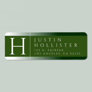 White & Forest Green Classy Return Address Label