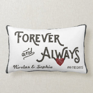 White Forever Always Heart Personalised Wedding Lumbar Cushion