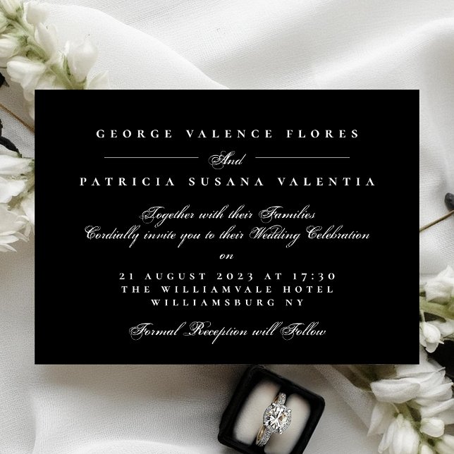 White Formal Black Calligraphy Elegant Wedding Invitation (Creator Uploaded)