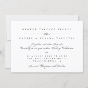 White Formal Calligraphy Elegant Wedding Landscape Invitation