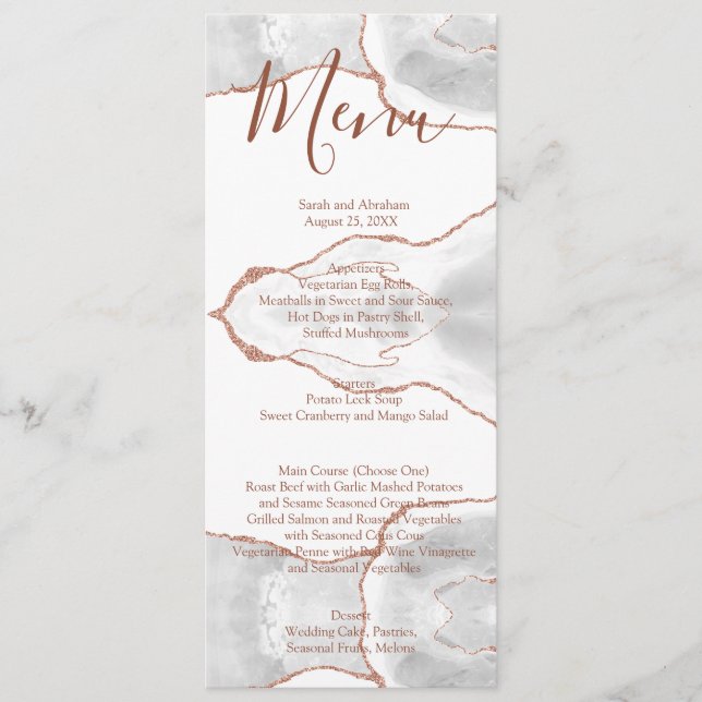 White Formal Minimalist Fancy Luxury Wedding Menu (Front)