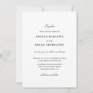 White formal wedding invitation