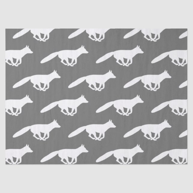 White Fox Silhouettes Pattern Tissue Paper (Front)
