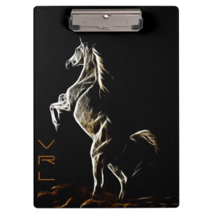 White Fractal Horse Clipboard