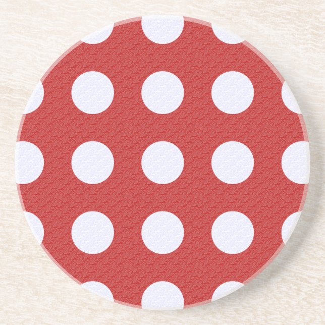 White Fractals Polka Dots Red Fractals Background Coaster (Front)