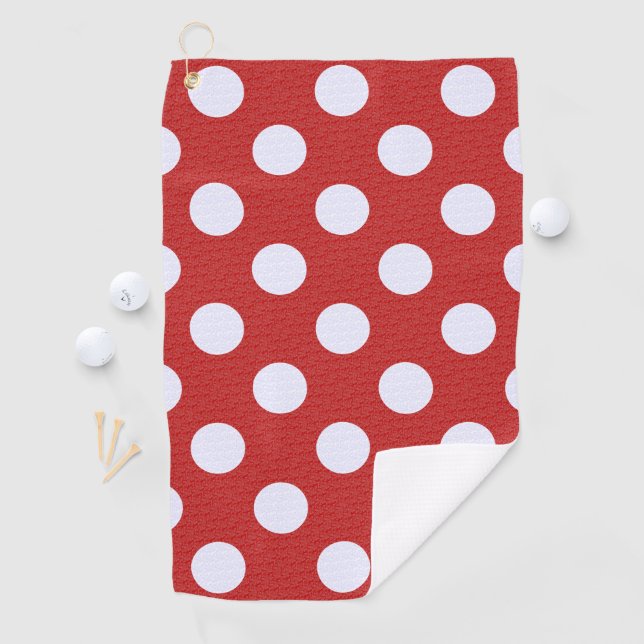 White Fractals Polka Dots Red Fractals Background Golf Towel (InSitu)