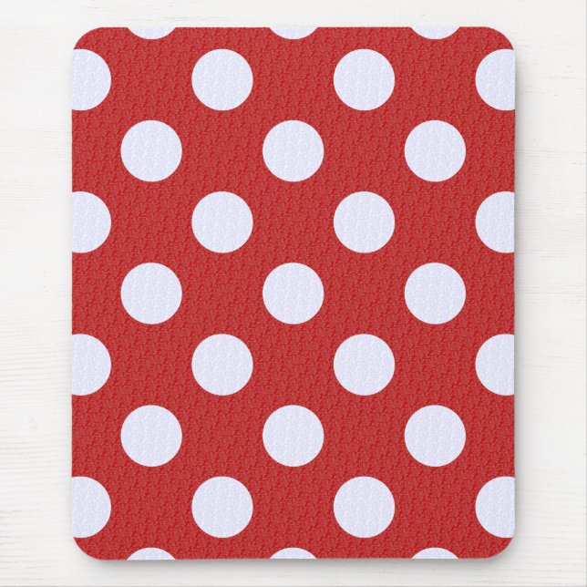 White Fractals Polka Dots Red Fractals Background Mouse Pad (Front)