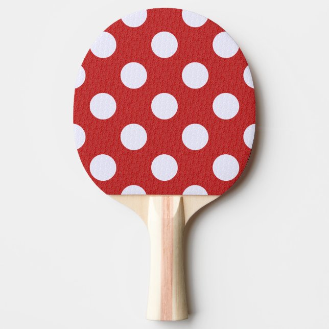 White Fractals Polka Dots Red Fractals Background Ping Pong Paddle (Front)