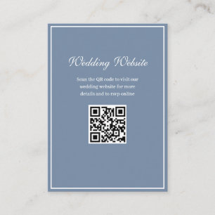white frame dusty blue QR code wedding website Enclosure Card