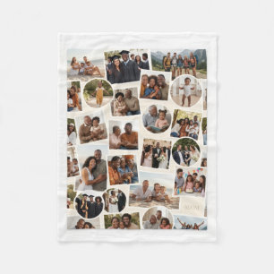 White Frame Family Memories Photo Collage Fleece B Blanket