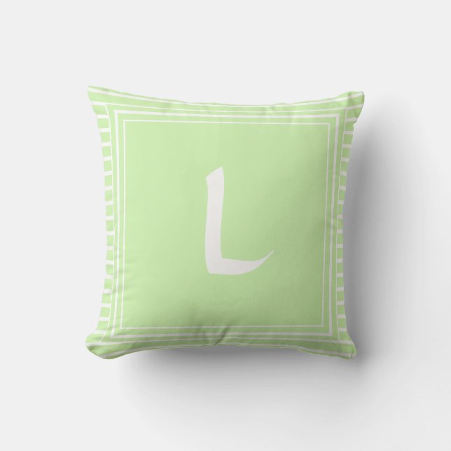 White Frame Monogram Letter Stripes Cushion (Front)