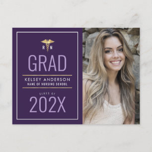 white frame nursing school graduation announcement postcard