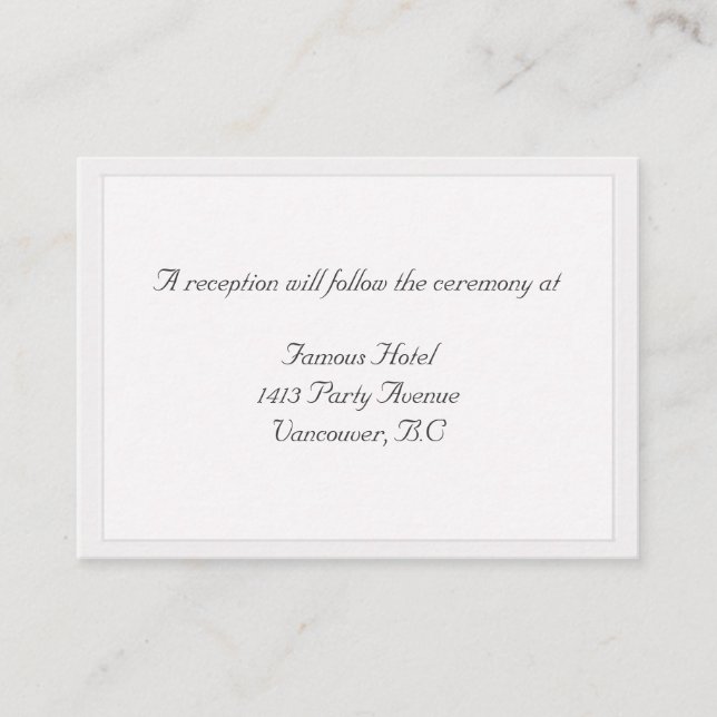 White Framed Wedding RSVP Reception Card (Front)