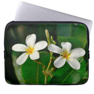 White Frangipani Canvas Print Laptop Sleeve