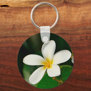 White Frangipani Canvas Print Laptop Sleeve Servin Key Ring