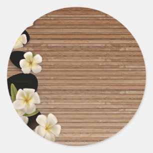 White Frangipani Flowers Classic Round Sticker