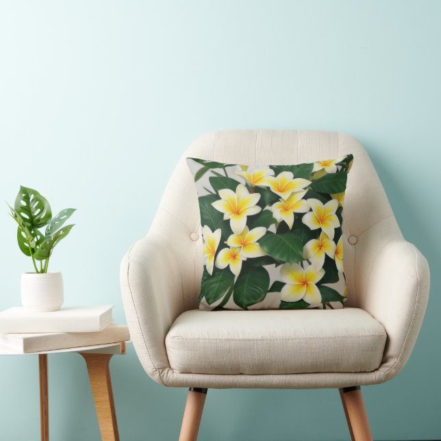 White Frangipani Flowers Cushion (Chair)