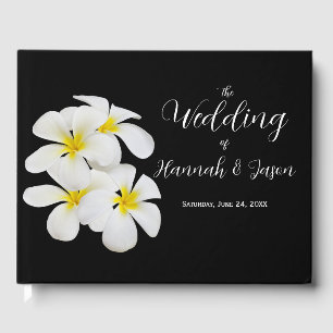 White Frangipani Flowers, Tropical, Floral Wedding Guest Book
