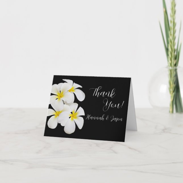White Frangipani Flowers, Tropical, Floral Wedding Thank You Card (Front)