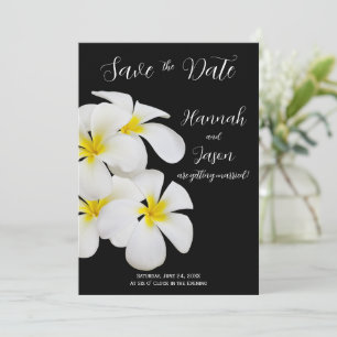 White Frangipani Flowers, Tropical, Save the Date Invitation