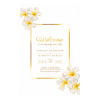 White frangipani tropical wedding welcome poster