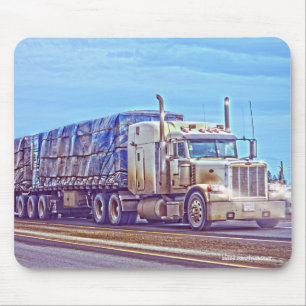 White Freight Truck - Lorry and Highway Art Mouse Pad