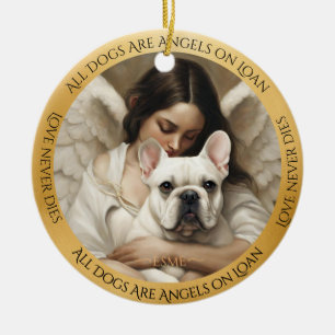 White French Bulldog Art Love Never Dies Memorial Ceramic Ornament