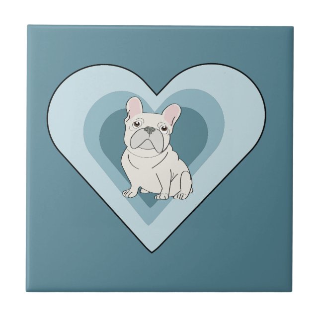 White French Bulldog Ceramic Tile (Front)