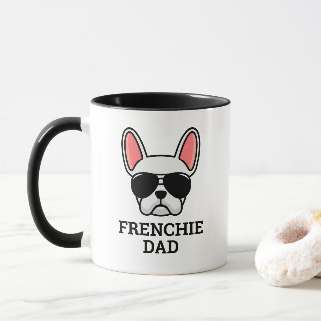 White French Bulldog Frenchie Dog Dad Mug (With Donut)