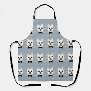 White French Bulldog, Stripes Apron