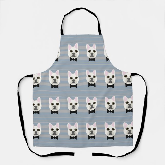 White French Bulldog, Stripes Apron (Front)