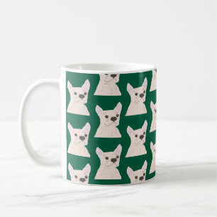 White French Bulldog, Stripes Coffee Mug