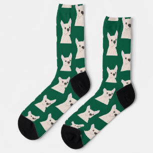 White French Bulldog, Stripes Socks