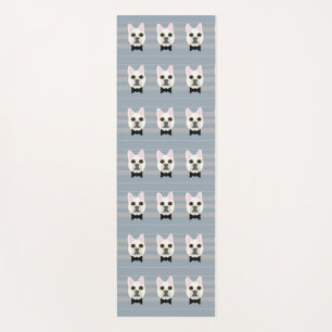 White French Bulldog, Stripes Yoga Mat